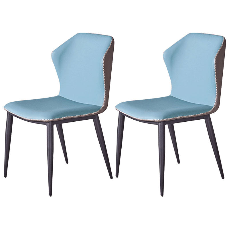 Contemporary Dining Wingback Side Chairs Armless Chair with Metal Legs for Kitchen Blue 2 Piece Set Clearhalo 'Dining Chairs' 'Dining Tables & Seating' 'dining_chair' 'furn' 'furn_dining_chair' 'Furniture' 'furniture_dining_chair' 'Kitchen & Dining Furniture' 4707294