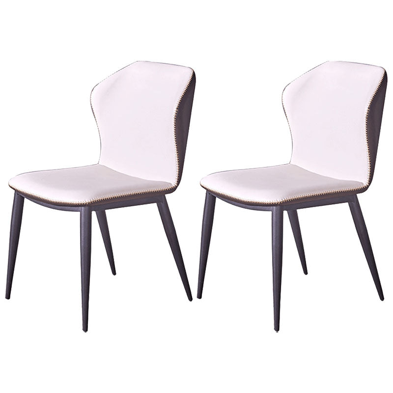 Contemporary Dining Wingback Side Chairs Armless Chair with Metal Legs for Kitchen White 2 Piece Set Clearhalo 'Dining Chairs' 'Dining Tables & Seating' 'dining_chair' 'furn' 'furn_dining_chair' 'Furniture' 'furniture_dining_chair' 'Kitchen & Dining Furniture' 4707295