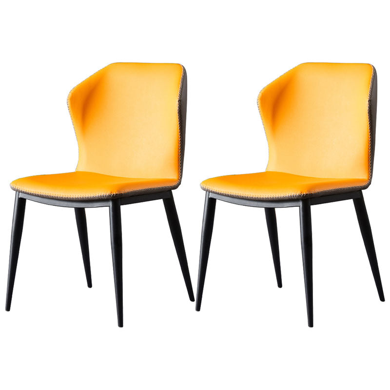 Contemporary Dining Wingback Side Chairs Armless Chair with Metal Legs for Kitchen Yellow 2 Piece Set Clearhalo 'Dining Chairs' 'Dining Tables & Seating' 'dining_chair' 'furn' 'furn_dining_chair' 'Furniture' 'furniture_dining_chair' 'Kitchen & Dining Furniture' 4707297