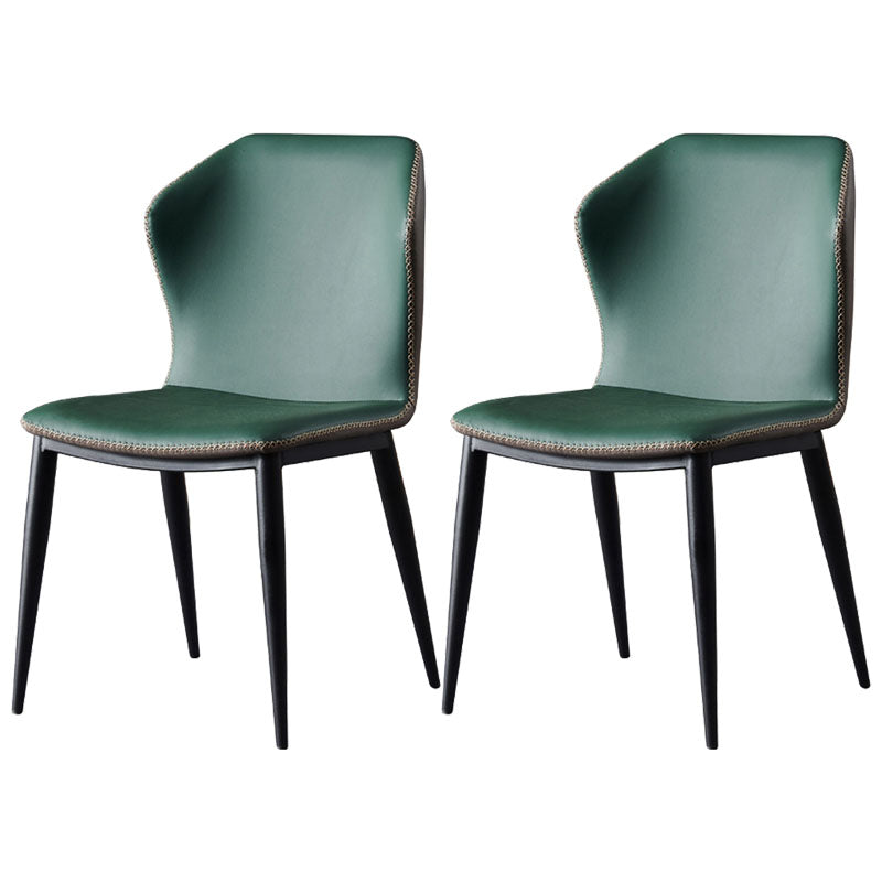 Contemporary Dining Wingback Side Chairs Armless Chair with Metal Legs for Kitchen Blackish Green 2 Piece Set Clearhalo 'Dining Chairs' 'Dining Tables & Seating' 'dining_chair' 'furn' 'furn_dining_chair' 'Furniture' 'furniture_dining_chair' 'Kitchen & Dining Furniture' 4707299