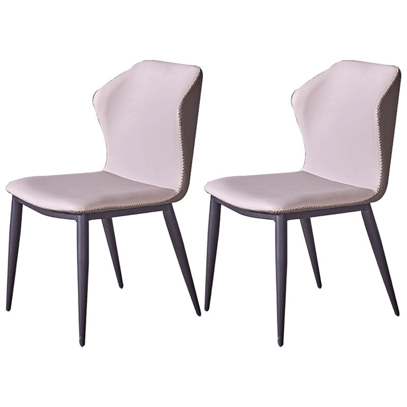 Contemporary Dining Wingback Side Chairs Armless Chair with Metal Legs for Kitchen Light Gray 2 Piece Set Clearhalo 'Dining Chairs' 'Dining Tables & Seating' 'dining_chair' 'furn' 'furn_dining_chair' 'Furniture' 'furniture_dining_chair' 'Kitchen & Dining Furniture' 4707303