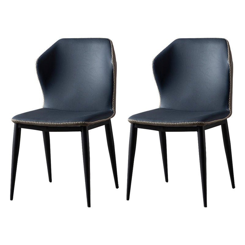 Contemporary Dining Wingback Side Chairs Armless Chair with Metal Legs for Kitchen Navy Blue 2 Piece Set Clearhalo 'Dining Chairs' 'Dining Tables & Seating' 'dining_chair' 'furn' 'furn_dining_chair' 'Furniture' 'furniture_dining_chair' 'Kitchen & Dining Furniture' 4707309