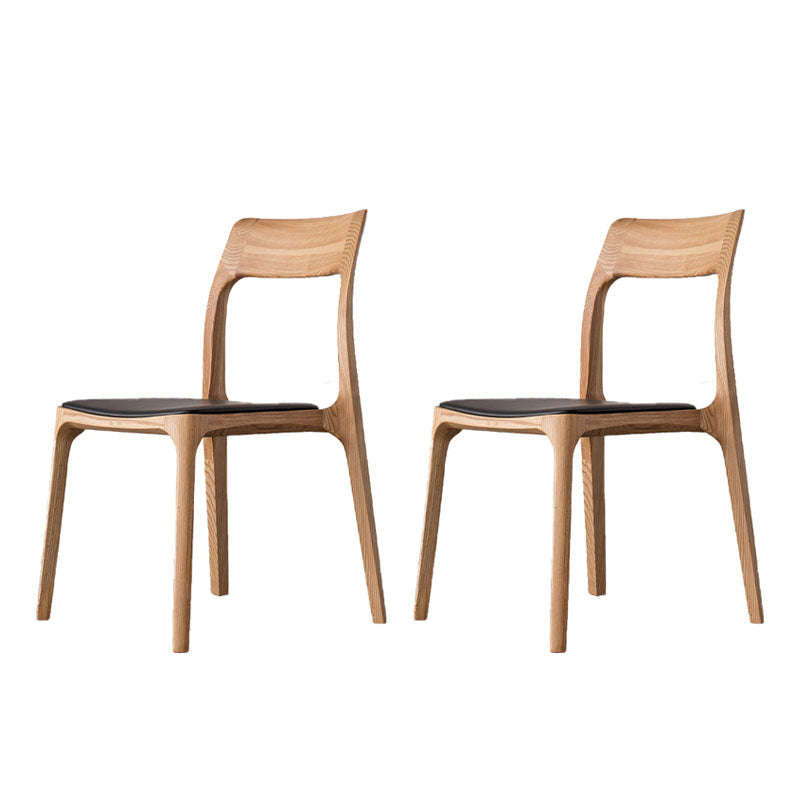 Industrial Design Open Back Dining Side Chair for Home Wood Legs Armless Side Chairs Natural Wood Black 2 Piece Set Clearhalo 'Dining Chairs' 'Dining Tables & Seating' 'dining_chair' 'furn' 'furn_dining_chair' 'Furniture' 'furniture_dining_chair' 'Kitchen & Dining Furniture' 4707321
