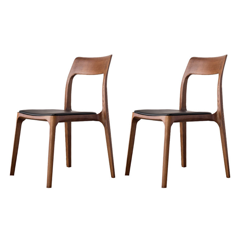 Industrial Design Open Back Dining Side Chair for Home Wood Legs Armless Side Chairs Black 2 Piece Set Clearhalo 'Dining Chairs' 'Dining Tables & Seating' 'dining_chair' 'furn' 'furn_dining_chair' 'Furniture' 'furniture_dining_chair' 'Kitchen & Dining Furniture' 4707327