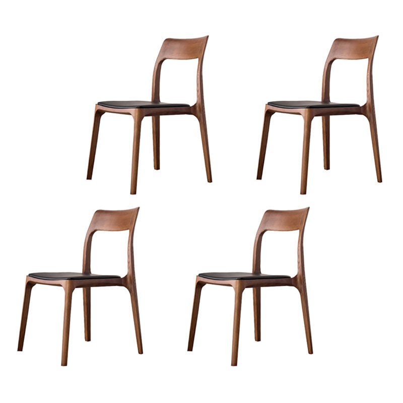 Industrial Design Open Back Dining Side Chair for Home Wood Legs Armless Side Chairs Black 4 Piece Set Clearhalo 'Dining Chairs' 'Dining Tables & Seating' 'dining_chair' 'furn' 'furn_dining_chair' 'Furniture' 'furniture_dining_chair' 'Kitchen & Dining Furniture' 4707329