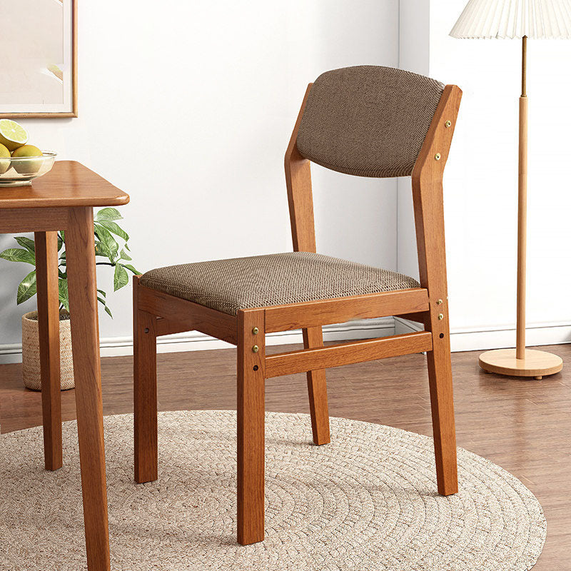 Contemporary Fabric Open Back Side Chair Matte Finish Home Dining Chair Brown Walnut 1 Piece Clearhalo 'Dining Chairs' 'Dining Tables & Seating' 'dining_chair' 'Furniture' 'furniture_dining_chair' 'Kitchen & Dining Furniture' 4707364