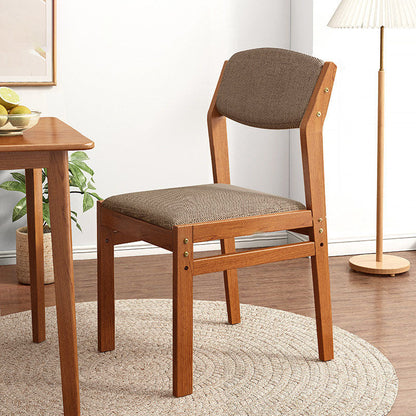 Contemporary Fabric Open Back Side Chair Matte Finish Home Dining Chair Brown Walnut 1 Piece Clearhalo 'Dining Chairs' 'Dining Tables & Seating' 'dining_chair' 'Furniture' 'furniture_dining_chair' 'Kitchen & Dining Furniture' 4707364
