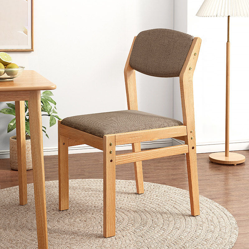 Contemporary Fabric Open Back Side Chair Matte Finish Home Dining Chair Brown Natural Wood 1 Piece Clearhalo 'Dining Chairs' 'Dining Tables & Seating' 'dining_chair' 'Furniture' 'furniture_dining_chair' 'Kitchen & Dining Furniture' 4707368