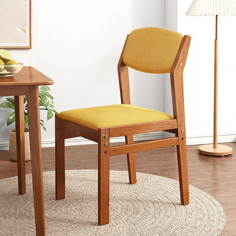 Contemporary Fabric Open Back Side Chair Matte Finish Home Dining Chair Yellow Walnut 1 Piece Clearhalo 'Dining Chairs' 'Dining Tables & Seating' 'dining_chair' 'Furniture' 'furniture_dining_chair' 'Kitchen & Dining Furniture' 4707378