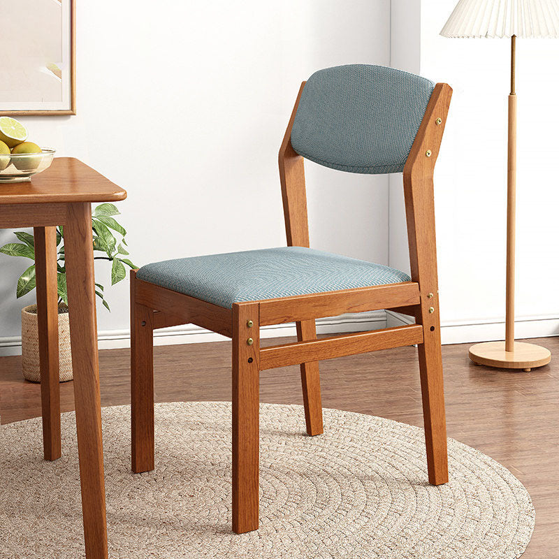 Contemporary Fabric Open Back Side Chair Matte Finish Home Dining Chair Sky Blue Walnut 1 Piece Clearhalo 'Dining Chairs' 'Dining Tables & Seating' 'dining_chair' 'Furniture' 'furniture_dining_chair' 'Kitchen & Dining Furniture' 4707380