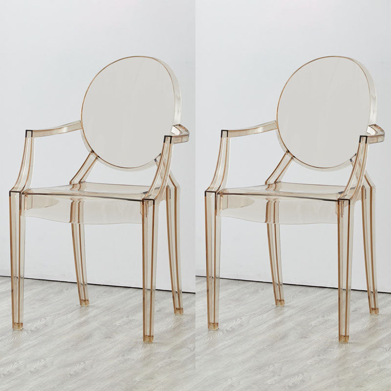 Scandinavian Design Arm Plastic Side Chair Open Back Side Chair Coffee 2 Piece Set Clearhalo 'Dining Chairs' 'Dining Tables & Seating' 'dining_chair' 'furn' 'furn_dining_chair' 'Furniture' 'furniture_dining_chair' 'Kitchen & Dining Furniture' 4707384