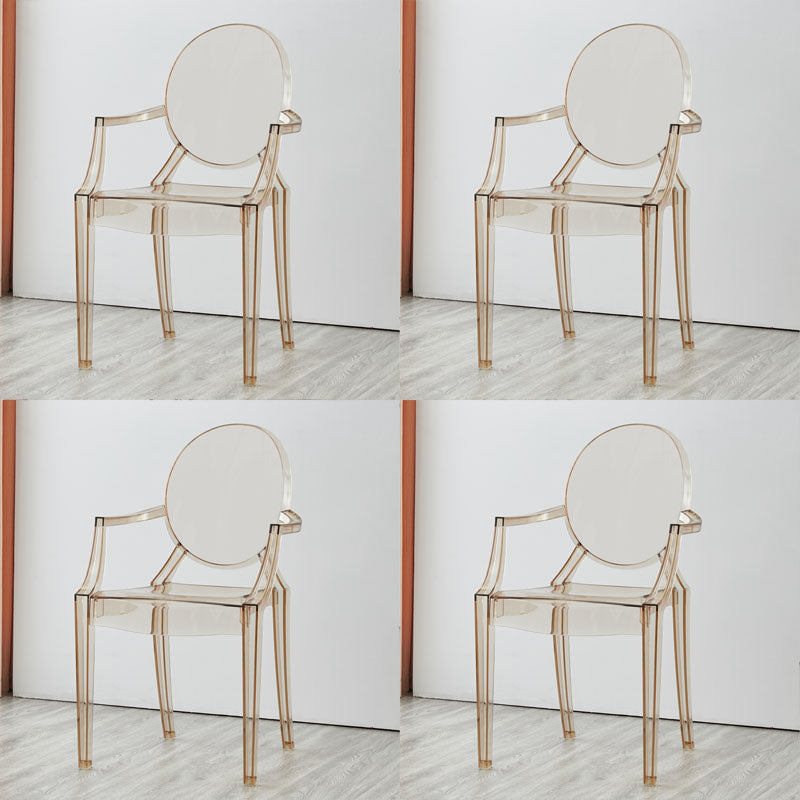 Scandinavian Design Arm Plastic Side Chair Open Back Side Chair Coffee 4 Piece Set Clearhalo 'Dining Chairs' 'Dining Tables & Seating' 'dining_chair' 'furn' 'furn_dining_chair' 'Furniture' 'furniture_dining_chair' 'Kitchen & Dining Furniture' 4707387