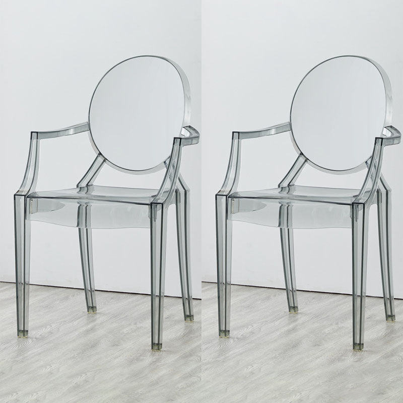 Scandinavian Design Arm Plastic Side Chair Open Back Side Chair Smoke Gray 2 Piece Set Clearhalo 'Dining Chairs' 'Dining Tables & Seating' 'dining_chair' 'furn' 'furn_dining_chair' 'Furniture' 'furniture_dining_chair' 'Kitchen & Dining Furniture' 4707390