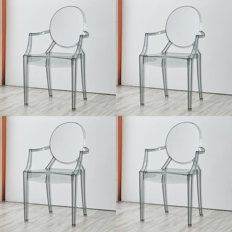 Scandinavian Design Arm Plastic Side Chair Open Back Side Chair Smoke Gray 4 Piece Set Clearhalo 'Dining Chairs' 'Dining Tables & Seating' 'dining_chair' 'furn' 'furn_dining_chair' 'Furniture' 'furniture_dining_chair' 'Kitchen & Dining Furniture' 4707392