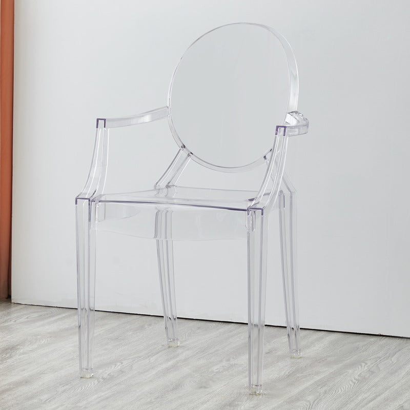 Scandinavian Design Arm Plastic Side Chair Open Back Side Chair Clear 1 Piece Clearhalo 'Dining Chairs' 'Dining Tables & Seating' 'dining_chair' 'furn' 'furn_dining_chair' 'Furniture' 'furniture_dining_chair' 'Kitchen & Dining Furniture' 4707394