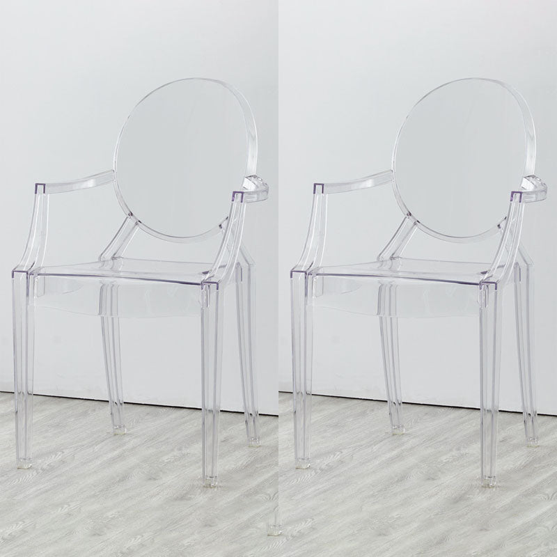 Scandinavian Design Arm Plastic Side Chair Open Back Side Chair Clear 2 Piece Set Clearhalo 'Dining Chairs' 'Dining Tables & Seating' 'dining_chair' 'furn' 'furn_dining_chair' 'Furniture' 'furniture_dining_chair' 'Kitchen & Dining Furniture' 4707396
