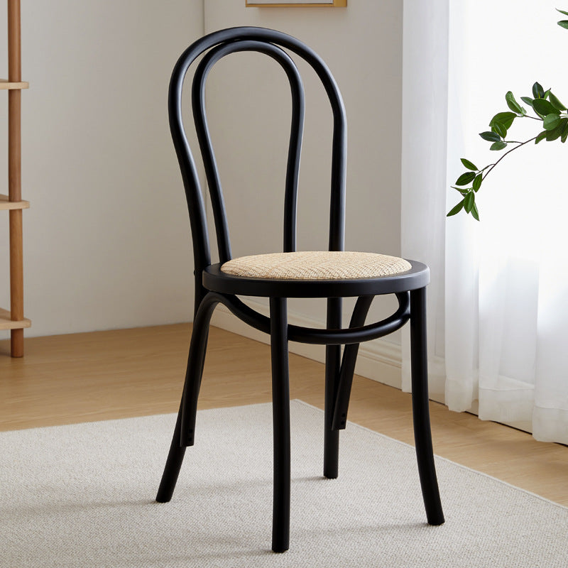 Traditional Wood Kitchen Dining Room Chair Windsor Back Side Chair Black Wicker & Rattan 1 Piece Clearhalo 'Dining Chairs' 'Dining Tables & Seating' 'dining_chair' 'furn' 'furn_dining_chair' 'Furniture' 'furniture_dining_chair' 'Kitchen & Dining Furniture' 4707403