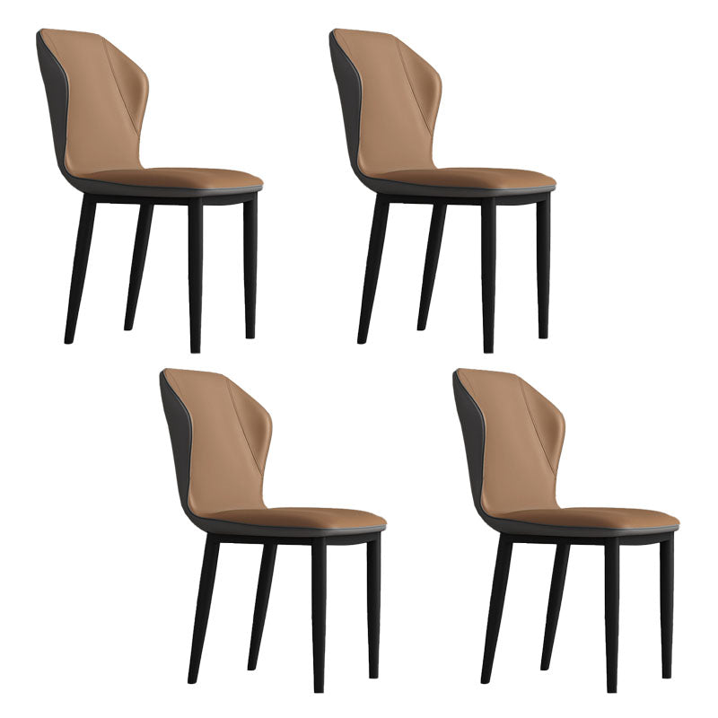 Contemporary Upholstered Wingback Side Chair Matte Finish Home Dining Chair Khaki 4 Piece Set Clearhalo 'Dining Chairs' 'Dining Tables & Seating' 'dining_chair' 'furn' 'furn_dining_chair' 'Furniture' 'furniture_dining_chair' 'Kitchen & Dining Furniture' 4707427