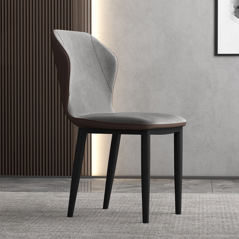 Contemporary Upholstered Wingback Side Chair Matte Finish Home Dining Chair Grey 1 Piece Clearhalo 'Dining Chairs' 'Dining Tables & Seating' 'dining_chair' 'furn' 'furn_dining_chair' 'Furniture' 'furniture_dining_chair' 'Kitchen & Dining Furniture' 4707428