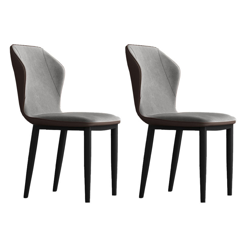 Contemporary Upholstered Wingback Side Chair Matte Finish Home Dining Chair Grey 2 Piece Set Clearhalo 'Dining Chairs' 'Dining Tables & Seating' 'dining_chair' 'furn' 'furn_dining_chair' 'Furniture' 'furniture_dining_chair' 'Kitchen & Dining Furniture' 4707431