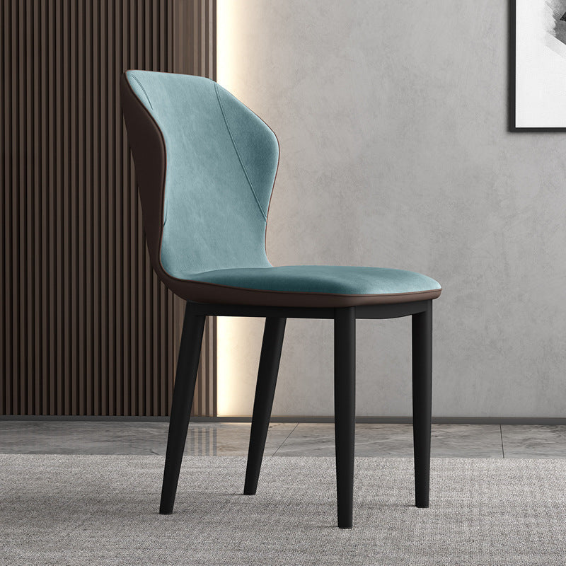 Contemporary Upholstered Wingback Side Chair Matte Finish Home Dining Chair Dark Blue 1 Piece Clearhalo 'Dining Chairs' 'Dining Tables & Seating' 'dining_chair' 'furn' 'furn_dining_chair' 'Furniture' 'furniture_dining_chair' 'Kitchen & Dining Furniture' 4707435