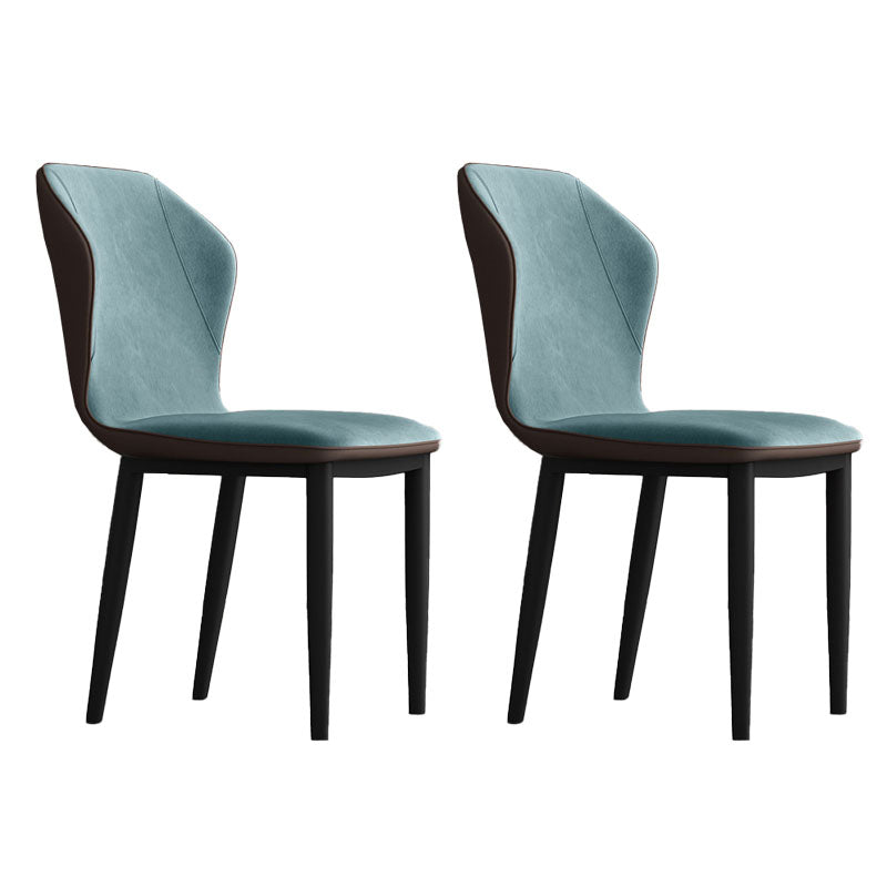 Contemporary Upholstered Wingback Side Chair Matte Finish Home Dining Chair Dark Blue 2 Piece Set Clearhalo 'Dining Chairs' 'Dining Tables & Seating' 'dining_chair' 'furn' 'furn_dining_chair' 'Furniture' 'furniture_dining_chair' 'Kitchen & Dining Furniture' 4707437