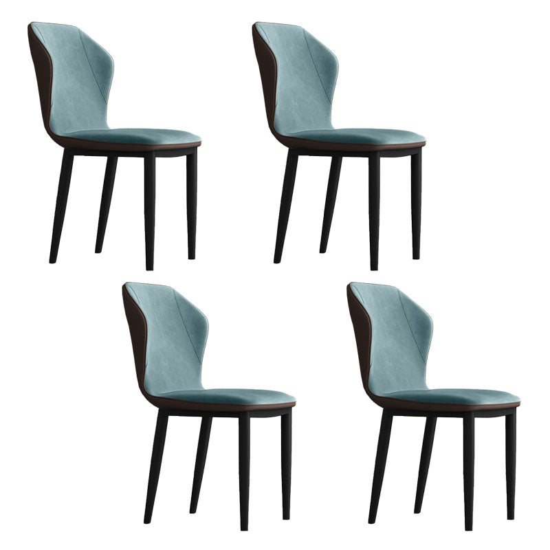Contemporary Upholstered Wingback Side Chair Matte Finish Home Dining Chair Dark Blue 4 Piece Set Clearhalo 'Dining Chairs' 'Dining Tables & Seating' 'dining_chair' 'furn' 'furn_dining_chair' 'Furniture' 'furniture_dining_chair' 'Kitchen & Dining Furniture' 4707439