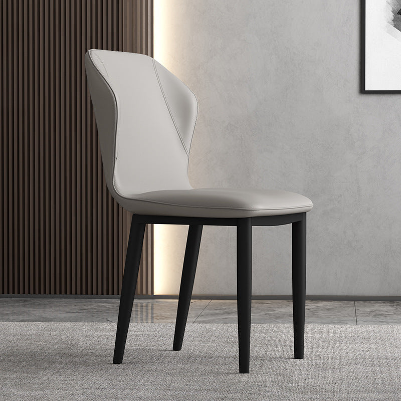 Contemporary Upholstered Wingback Side Chair Matte Finish Home Dining Chair Light Gray 1 Piece Clearhalo 'Dining Chairs' 'Dining Tables & Seating' 'dining_chair' 'furn' 'furn_dining_chair' 'Furniture' 'furniture_dining_chair' 'Kitchen & Dining Furniture' 4707441