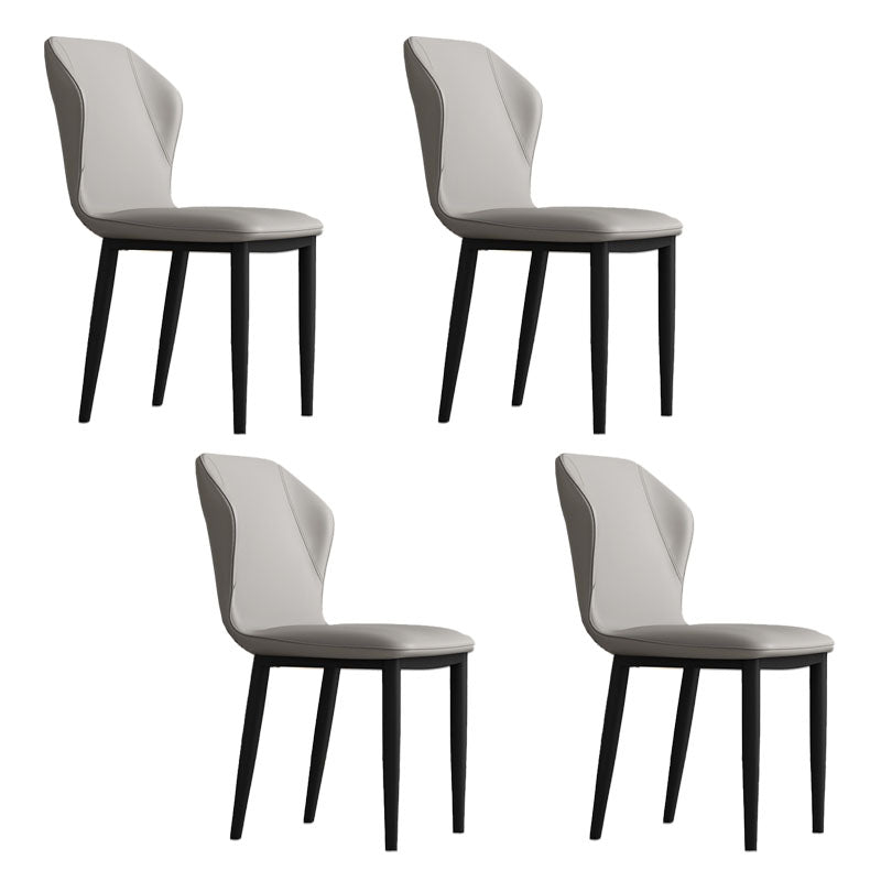Contemporary Upholstered Wingback Side Chair Matte Finish Home Dining Chair Light Gray 4 Piece Set Clearhalo 'Dining Chairs' 'Dining Tables & Seating' 'dining_chair' 'furn' 'furn_dining_chair' 'Furniture' 'furniture_dining_chair' 'Kitchen & Dining Furniture' 4707444