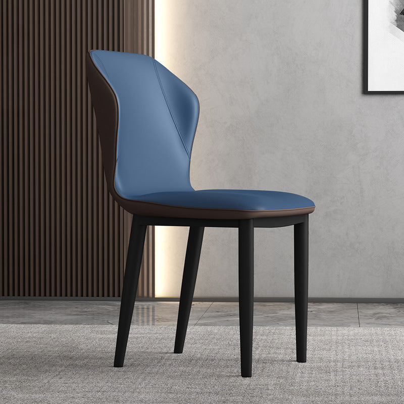 Contemporary Upholstered Wingback Side Chair Matte Finish Home Dining Chair Blue 1 Piece Clearhalo 'Dining Chairs' 'Dining Tables & Seating' 'dining_chair' 'furn' 'furn_dining_chair' 'Furniture' 'furniture_dining_chair' 'Kitchen & Dining Furniture' 4707447