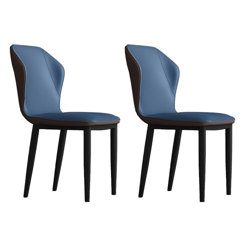 Contemporary Upholstered Wingback Side Chair Matte Finish Home Dining Chair Blue 2 Piece Set Clearhalo 'Dining Chairs' 'Dining Tables & Seating' 'dining_chair' 'furn' 'furn_dining_chair' 'Furniture' 'furniture_dining_chair' 'Kitchen & Dining Furniture' 4707448