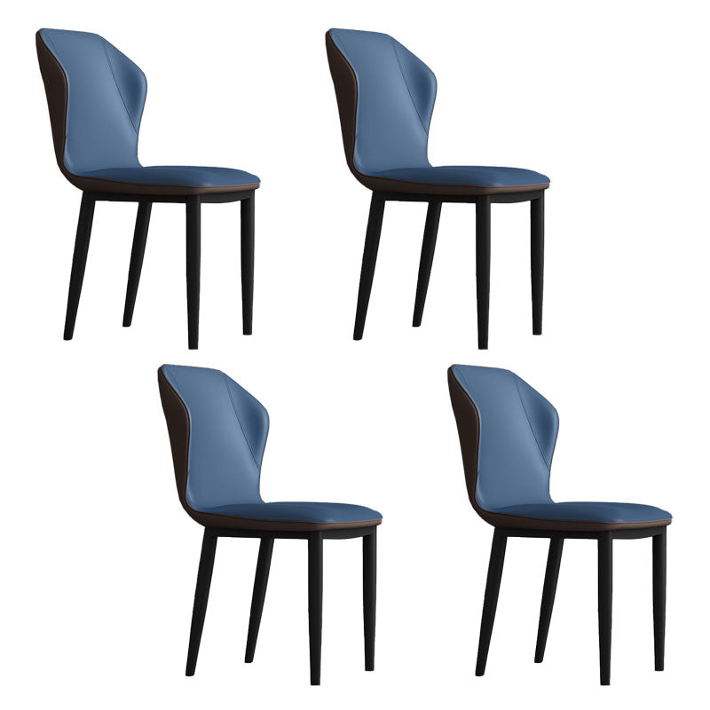 Contemporary Upholstered Wingback Side Chair Matte Finish Home Dining Chair Blue 4 Piece Set Clearhalo 'Dining Chairs' 'Dining Tables & Seating' 'dining_chair' 'furn' 'furn_dining_chair' 'Furniture' 'furniture_dining_chair' 'Kitchen & Dining Furniture' 4707449