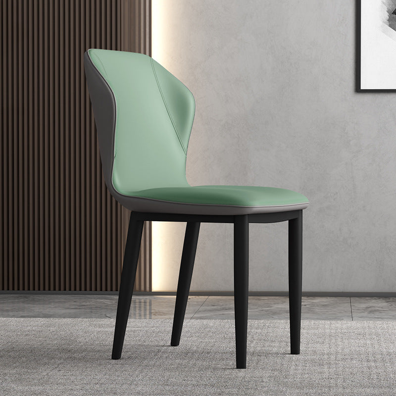 Contemporary Upholstered Wingback Side Chair Matte Finish Home Dining Chair Gray-Green 1 Piece Clearhalo 'Dining Chairs' 'Dining Tables & Seating' 'dining_chair' 'furn' 'furn_dining_chair' 'Furniture' 'furniture_dining_chair' 'Kitchen & Dining Furniture' 4707450