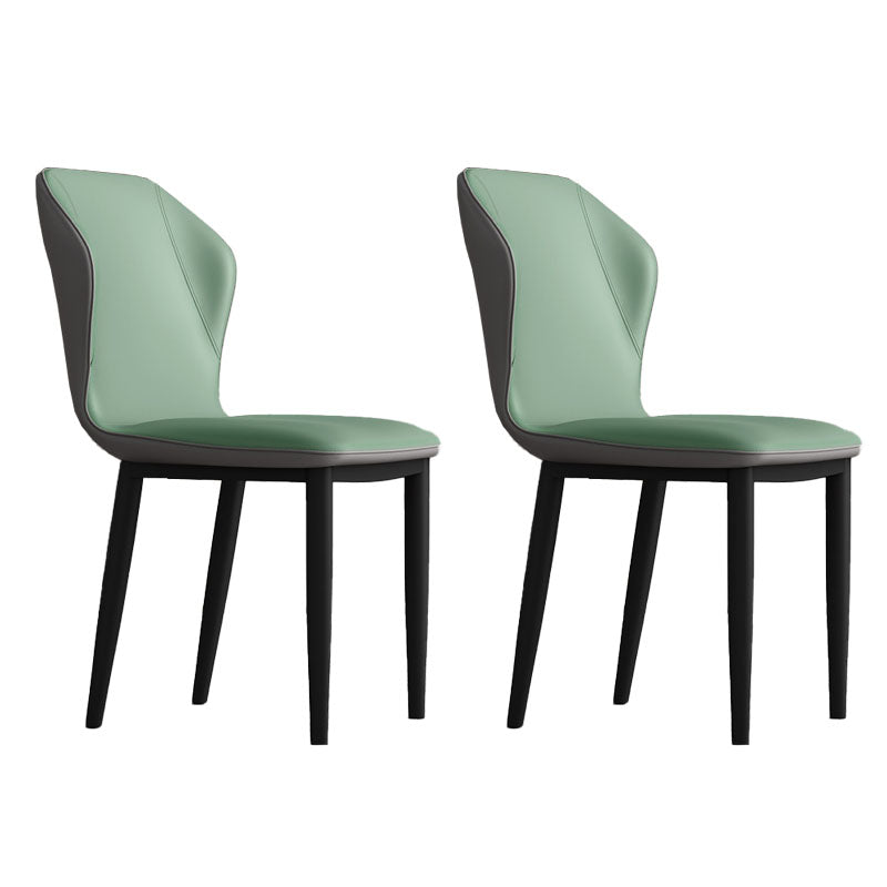 Contemporary Upholstered Wingback Side Chair Matte Finish Home Dining Chair Gray-Green 2 Piece Set Clearhalo 'Dining Chairs' 'Dining Tables & Seating' 'dining_chair' 'furn' 'furn_dining_chair' 'Furniture' 'furniture_dining_chair' 'Kitchen & Dining Furniture' 4707451