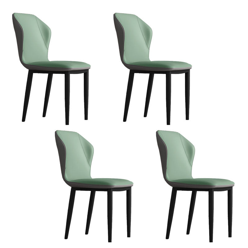 Contemporary Upholstered Wingback Side Chair Matte Finish Home Dining Chair Gray-Green 4 Piece Set Clearhalo 'Dining Chairs' 'Dining Tables & Seating' 'dining_chair' 'furn' 'furn_dining_chair' 'Furniture' 'furniture_dining_chair' 'Kitchen & Dining Furniture' 4707452