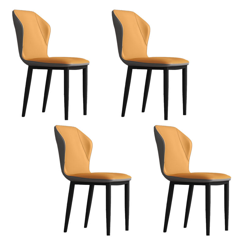 Contemporary Upholstered Wingback Side Chair Matte Finish Home Dining Chair Orange-Gray 4 Piece Set Clearhalo 'Dining Chairs' 'Dining Tables & Seating' 'dining_chair' 'furn' 'furn_dining_chair' 'Furniture' 'furniture_dining_chair' 'Kitchen & Dining Furniture' 4707455