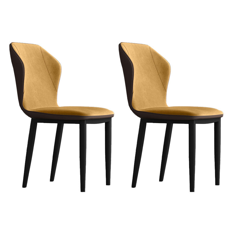 Contemporary Upholstered Wingback Side Chair Matte Finish Home Dining Chair Yellow 2 Piece Set Clearhalo 'Dining Chairs' 'Dining Tables & Seating' 'dining_chair' 'furn' 'furn_dining_chair' 'Furniture' 'furniture_dining_chair' 'Kitchen & Dining Furniture' 4707457