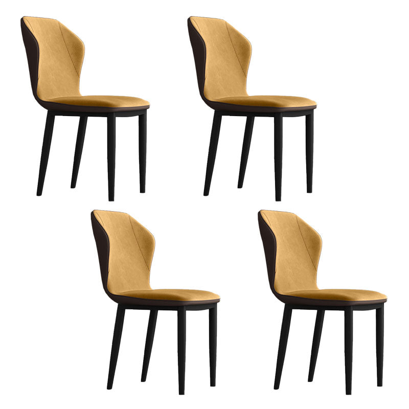 Contemporary Upholstered Wingback Side Chair Matte Finish Home Dining Chair Yellow 4 Piece Set Clearhalo 'Dining Chairs' 'Dining Tables & Seating' 'dining_chair' 'furn' 'furn_dining_chair' 'Furniture' 'furniture_dining_chair' 'Kitchen & Dining Furniture' 4707458