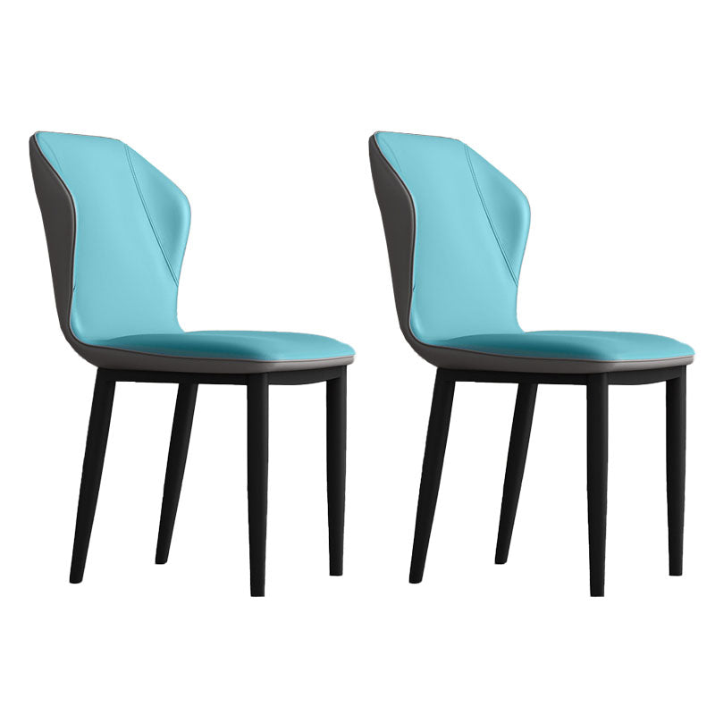Contemporary Upholstered Wingback Side Chair Matte Finish Home Dining Chair Light Blue 2 Piece Set Clearhalo 'Dining Chairs' 'Dining Tables & Seating' 'dining_chair' 'furn' 'furn_dining_chair' 'Furniture' 'furniture_dining_chair' 'Kitchen & Dining Furniture' 4707460