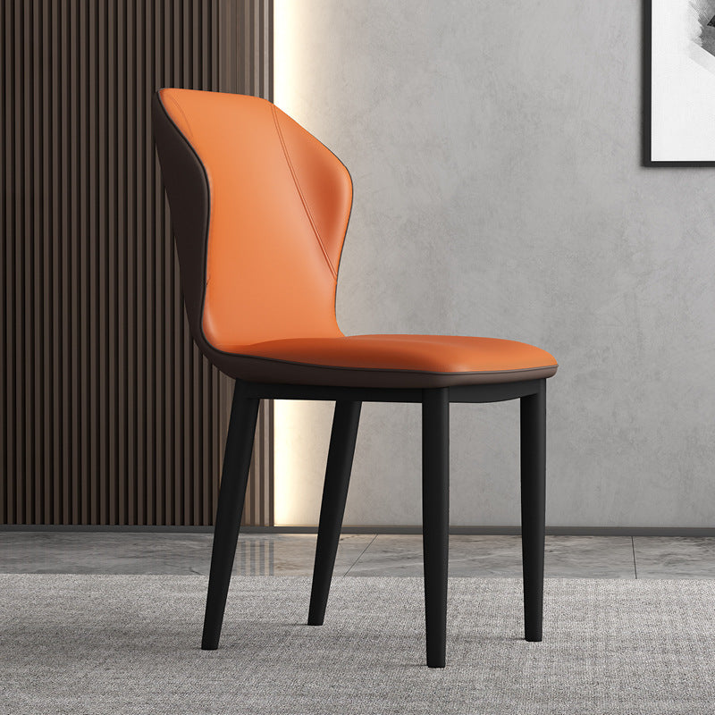 Contemporary Upholstered Wingback Side Chair Matte Finish Home Dining Chair Orange 1 Piece Clearhalo 'Dining Chairs' 'Dining Tables & Seating' 'dining_chair' 'furn' 'furn_dining_chair' 'Furniture' 'furniture_dining_chair' 'Kitchen & Dining Furniture' 4707462