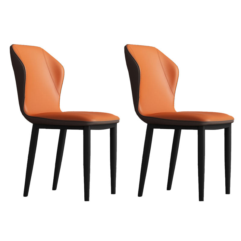 Contemporary Upholstered Wingback Side Chair Matte Finish Home Dining Chair Orange 2 Piece Set Clearhalo 'Dining Chairs' 'Dining Tables & Seating' 'dining_chair' 'furn' 'furn_dining_chair' 'Furniture' 'furniture_dining_chair' 'Kitchen & Dining Furniture' 4707463