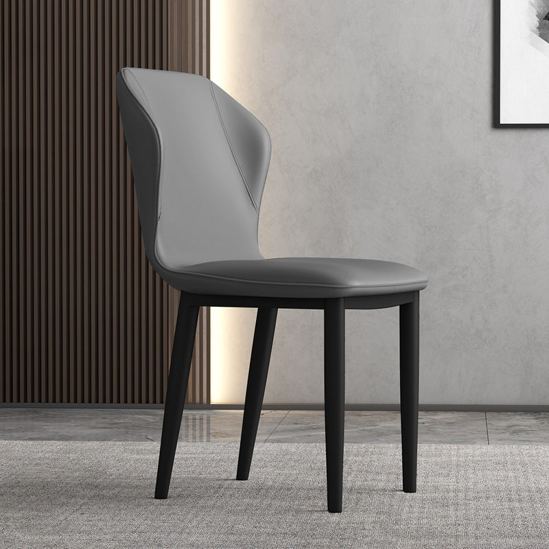 Contemporary Upholstered Wingback Side Chair Matte Finish Home Dining Chair Dark Gray 1 Piece Clearhalo 'Dining Chairs' 'Dining Tables & Seating' 'dining_chair' 'furn' 'furn_dining_chair' 'Furniture' 'furniture_dining_chair' 'Kitchen & Dining Furniture' 4707465