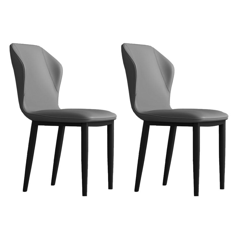 Contemporary Upholstered Wingback Side Chair Matte Finish Home Dining Chair Dark Gray 2 Piece Set Clearhalo 'Dining Chairs' 'Dining Tables & Seating' 'dining_chair' 'furn' 'furn_dining_chair' 'Furniture' 'furniture_dining_chair' 'Kitchen & Dining Furniture' 4707466