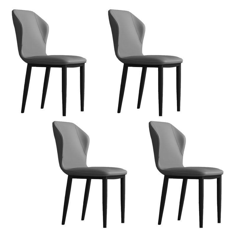 Contemporary Upholstered Wingback Side Chair Matte Finish Home Dining Chair Dark Gray 4 Piece Set Clearhalo 'Dining Chairs' 'Dining Tables & Seating' 'dining_chair' 'furn' 'furn_dining_chair' 'Furniture' 'furniture_dining_chair' 'Kitchen & Dining Furniture' 4707467