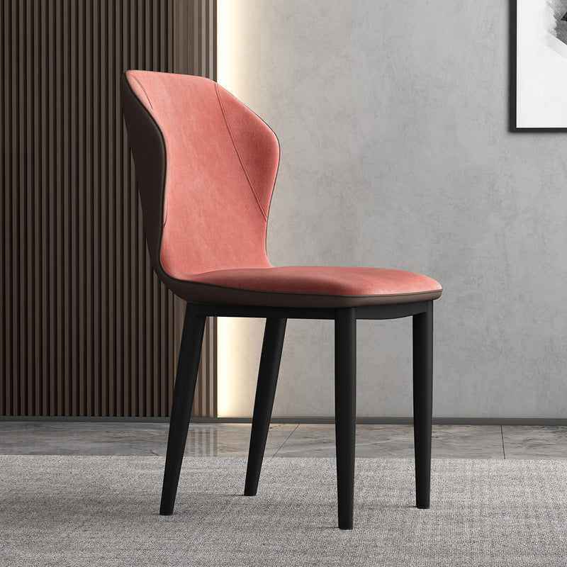 Contemporary Upholstered Wingback Side Chair Matte Finish Home Dining Chair Orange Red 1 Piece Clearhalo 'Dining Chairs' 'Dining Tables & Seating' 'dining_chair' 'furn' 'furn_dining_chair' 'Furniture' 'furniture_dining_chair' 'Kitchen & Dining Furniture' 4707468