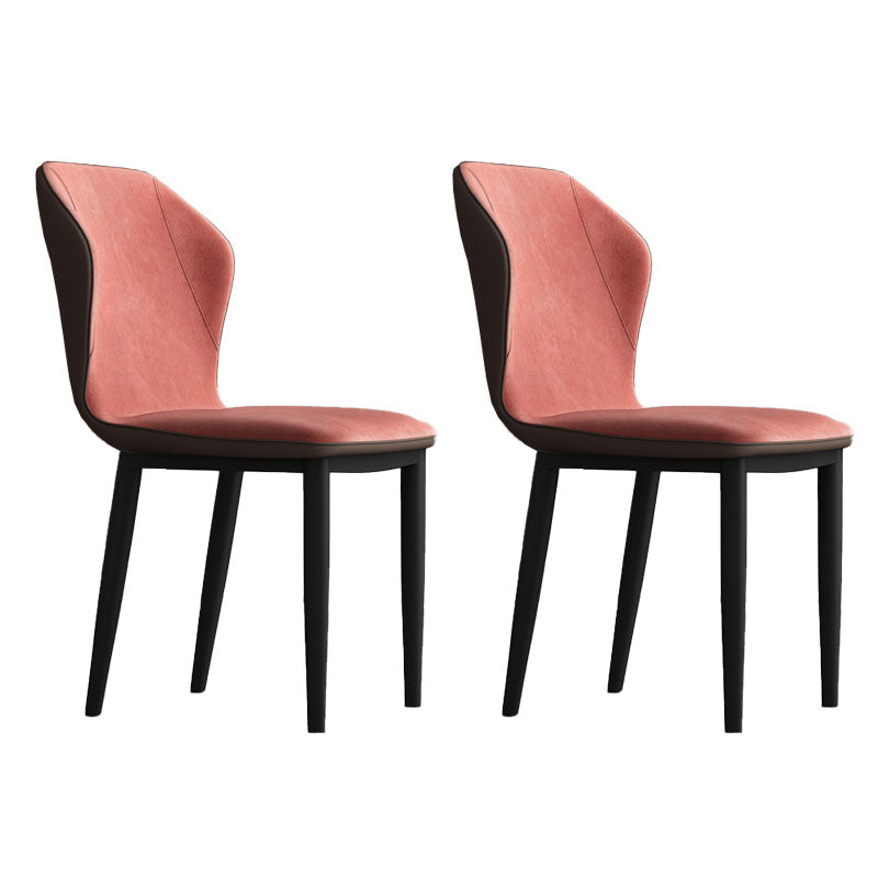 Contemporary Upholstered Wingback Side Chair Matte Finish Home Dining Chair Orange Red 2 Piece Set Clearhalo 'Dining Chairs' 'Dining Tables & Seating' 'dining_chair' 'furn' 'furn_dining_chair' 'Furniture' 'furniture_dining_chair' 'Kitchen & Dining Furniture' 4707469