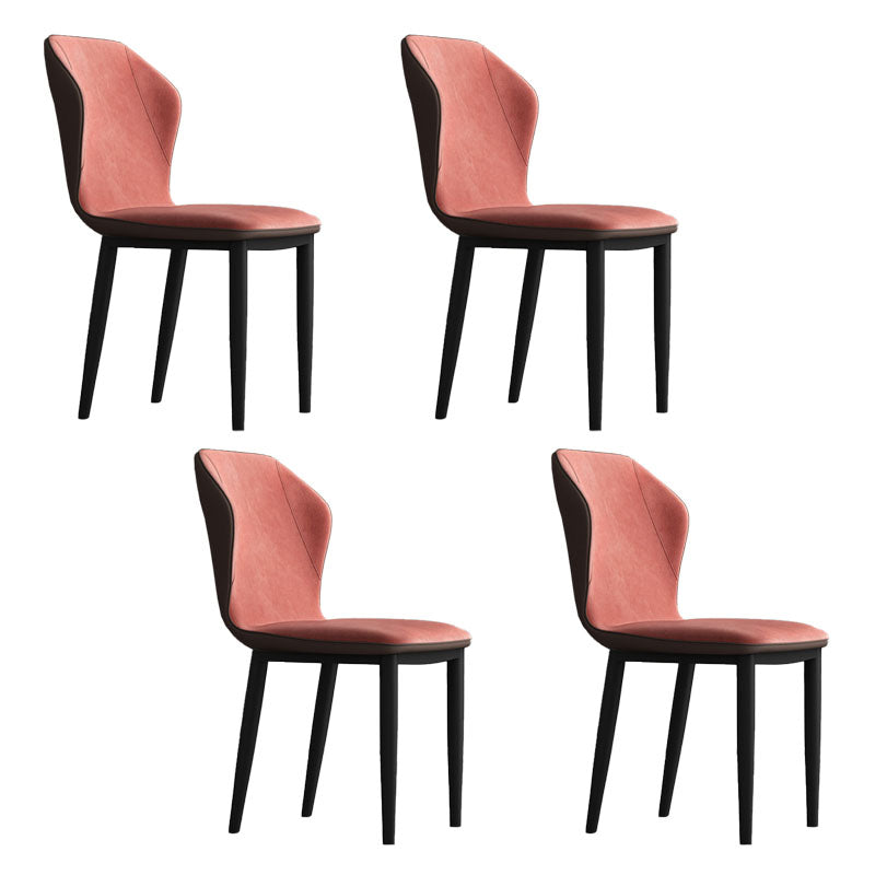 Contemporary Upholstered Wingback Side Chair Matte Finish Home Dining Chair Orange Red 4 Piece Set Clearhalo 'Dining Chairs' 'Dining Tables & Seating' 'dining_chair' 'furn' 'furn_dining_chair' 'Furniture' 'furniture_dining_chair' 'Kitchen & Dining Furniture' 4707470