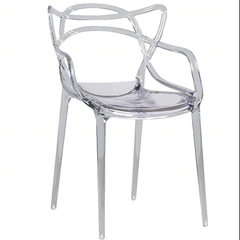 Scandinavian Design Open Back Arm Dining Chairs Plastic Side Chair Clear 1 Piece Clearhalo 'Dining Chairs' 'Dining Tables & Seating' 'dining_chair' 'furn' 'furn_dining_chair' 'Furniture' 'furniture_dining_chair' 'Kitchen & Dining Furniture' 4707473