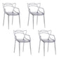 Scandinavian Design Open Back Arm Dining Chairs Plastic Side Chair Clear 4 Piece Set Clearhalo 'Dining Chairs' 'Dining Tables & Seating' 'dining_chair' 'furn' 'furn_dining_chair' 'Furniture' 'furniture_dining_chair' 'Kitchen & Dining Furniture' 4707477