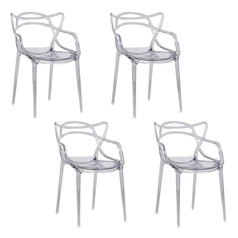Scandinavian Design Open Back Arm Dining Chairs Plastic Side Chair Clear 4 Piece Set Clearhalo 'Dining Chairs' 'Dining Tables & Seating' 'dining_chair' 'furn' 'furn_dining_chair' 'Furniture' 'furniture_dining_chair' 'Kitchen & Dining Furniture' 4707477